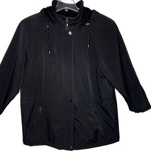 Liz Claiborne Insulated Trench Coat Black Size 2X Detachable Hood All Weather